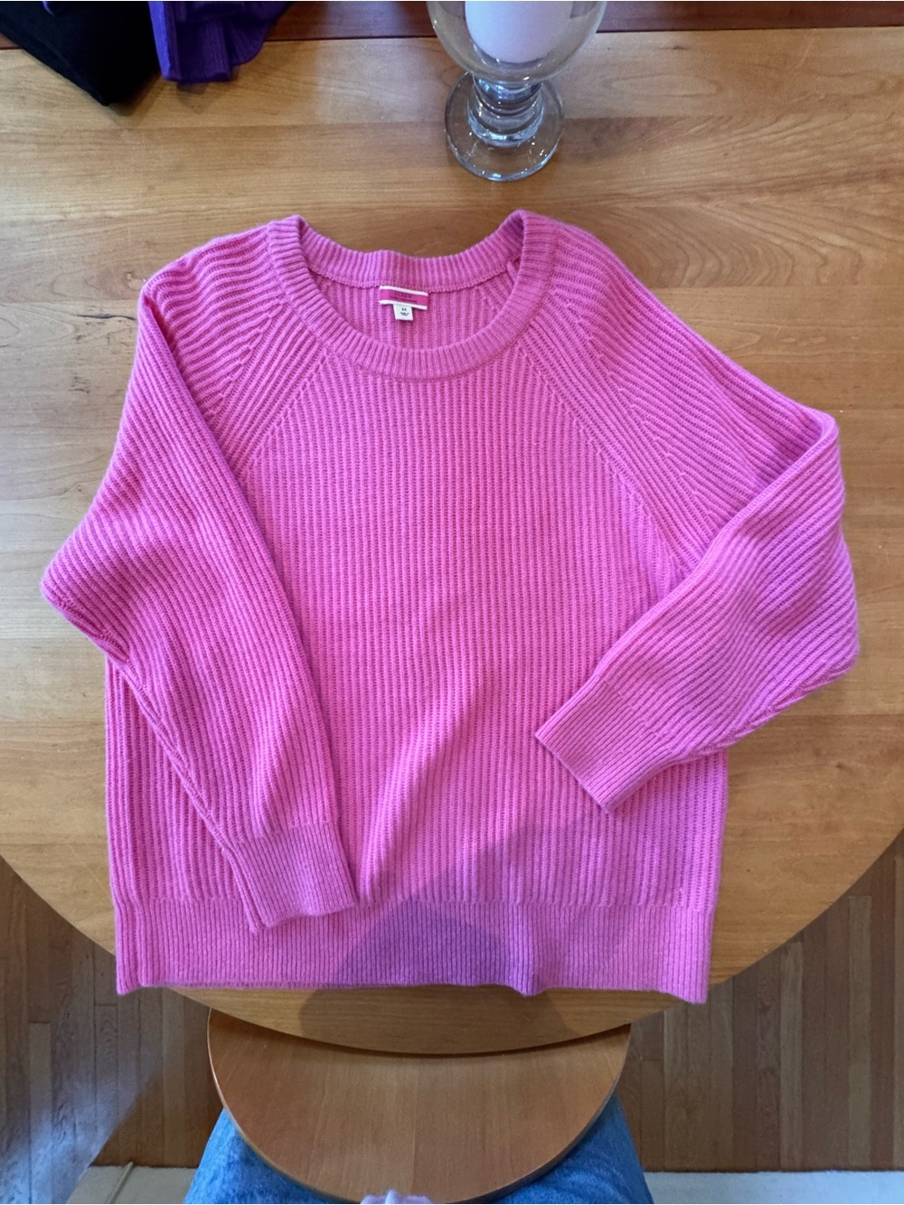 J. Crew Pink Ribbed Crewneck Sweater